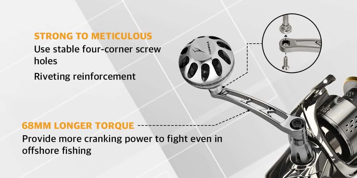 Gomexus Aluminum Handle for Shimano Spinning Reel LMY-A38 3 handle