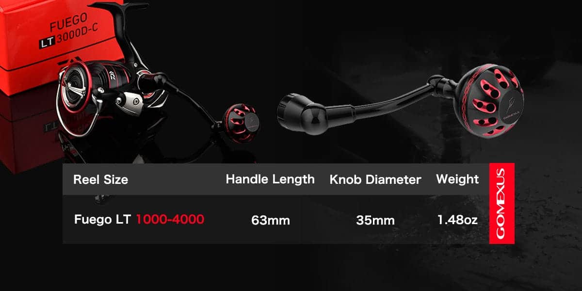 Gomexus Aluminum Power Handle For Daiwa Fuego LT Spinning Reel LBG65-A35 1 Gomexus handle for Daiwa Fuego