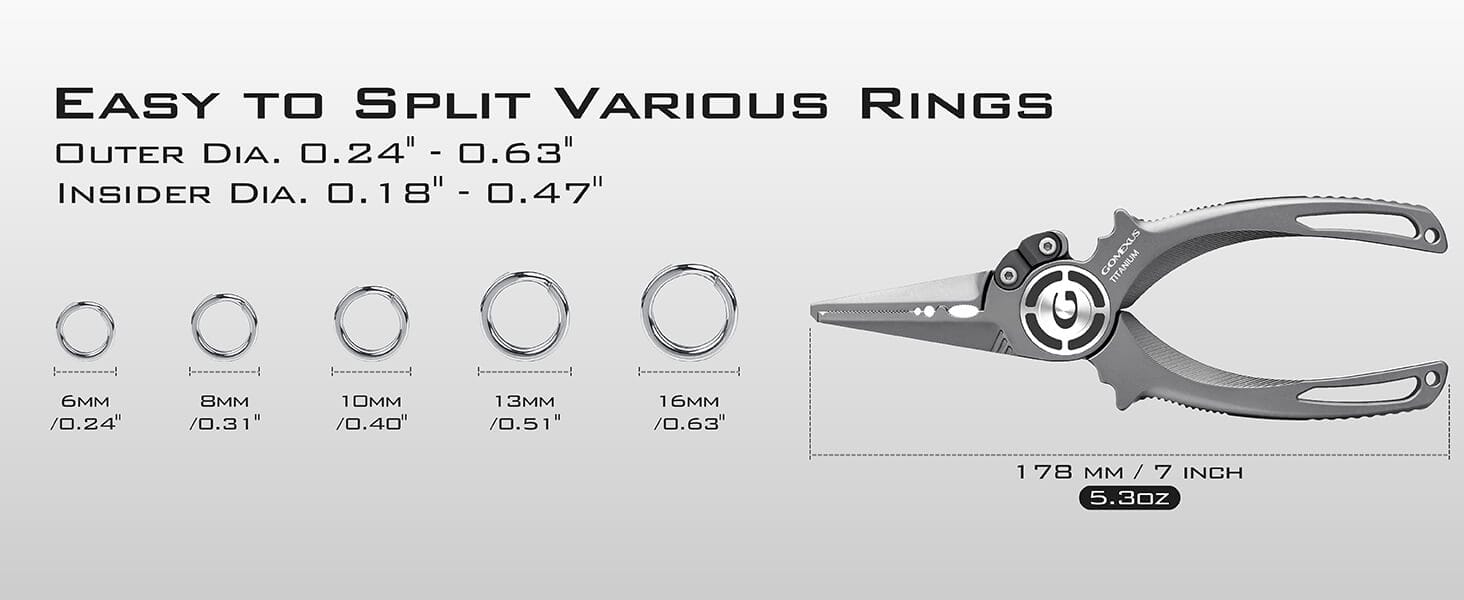 Gomexus Titanium Fishing Pliers 7'' Never Rust Split Ring Design 3 a003